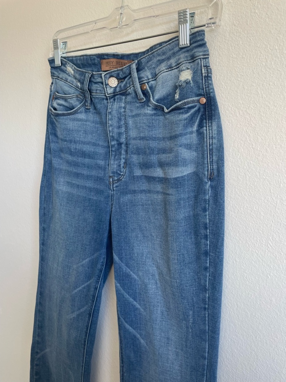 Judy Blue Women’s 7/28 Flare Jeans Medium Wash Stretch Denim Side Slit - Picture 3 of 12
